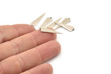 Silver Triangle Charm, 12 Antique Silver Plated Brass Triangle Charms With 1 Loop (22.5x7x0.80mm) E089