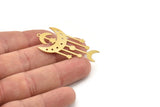Brass Moon Charm, Raw Brass Crescent Moon Charms With 1 Loop, Brass Star Charms (44x22x0.80mm) SMP1483