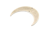 Silver Moon Charm, 4 Antique Silver Plated Brass Crescent Moon Charms With 2 Holes (46x11x0.80mm) M832 Q0346