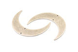 Silver Moon Charm, 4 Antique Silver Plated Brass Crescent Moon Charms With 2 Holes (46x11x0.80mm) M832 Q0346
