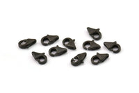 Black Parrot Claps, 10 Oxidized Black Brass Lobster Claw Clasps (8.5x5mm) E091