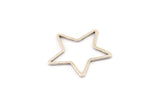 Silver Star Charm, 24 Antique Silver Plated Brass Open Star Charms (21x0.8mm) BS 1077