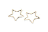 Silver Star Charm, 24 Antique Silver Plated Brass Open Star Charms (21x0.8mm) BS 1077