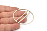 Silver Circle Charm, 2 Antique Silver Plated Brass Circle Charms With 1 Loop, Charm Pendants (52x50x1mm) A3054 H0817