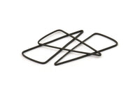 Black Triangle Charm, 12 Oxidized Black Brass Triangle Charms with Soft Edges (44x19x1mm) E177