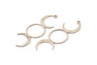 Silver Moon Charm, 6 Antique Silver Plated Brass Crescent Moon Charms With 1 Loop, Findings (43x15x0.60mm) A6289 H0203