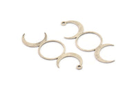 Silver Moon Charm, 6 Antique Silver Plated Brass Crescent Moon Charms With 1 Loop, Findings (43x15x0.60mm) A6289 H0203