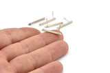 Silver Rectangle Earring, 12 Antique Silver Plated Brass Stick Stud Earrings With 1 Hole (20x2.5x0.7mm) M03350 A2864