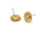 Gold Flower Earring, 4 Gold Plated Brass Flower Stud Earrings With 1 Loop (12mm) N1932