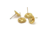 Gold Flower Earring, 4 Gold Plated Brass Flower Stud Earrings With 1 Loop (12mm) N1932