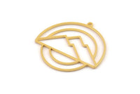 Gold Round Charm, 2 Gold Plated Brass Mountain Patterned Round Shaped Charms With 1 Loop, Charm Pendants (33x31x0.80mm) A6692