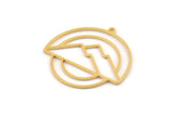 Gold Round Charm, 2 Gold Plated Brass Mountain Patterned Round Shaped Charms With 1 Loop, Charm Pendants (33x31x0.80mm) A6692