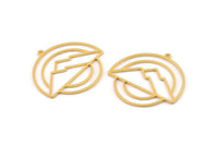Gold Round Charm, 2 Gold Plated Brass Mountain Patterned Round Shaped Charms With 1 Loop, Charm Pendants (33x31x0.80mm) A6692