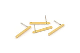 Gold Rectangle Earring, 6 Gold Plated Brass Stick Stud Earrings With 1 Hole (20x2.5x0.7mm) M03350 A2864