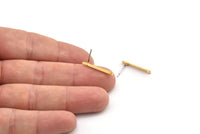 Gold Rectangle Earring, 6 Gold Plated Brass Stick Stud Earrings With 1 Hole (20x2.5x0.7mm) M03350 A2864