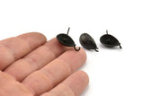 Black Earring Post, 4 Oxidized Black Brass Drop Earring Posts With 1 Loop (21x11x16mm) E291