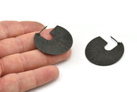 Black Earring Findings, 2 Textured Oxidized Black Brass Pizza Slice Earrings, Findings (35x35x0.70mm) E256 H1181