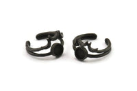 Siyah Yüzük Ayarı, 1 Taş Ayarlı Oksitlenmiş Siyah Pirinç Ay ve Gezegen Yüzük - Ped Boyutu 6mm N1275 H0940