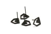 Black Chevron Earring, 6 Oxidized Brass Black Chevron Earring Posts, Pendants, Findings (10x9x1.2mm) E369 S762