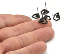 Black Chevron Earring, 6 Oxidized Brass Black Chevron Earring Posts, Pendants, Findings (10x9x1.2mm) E369 S762