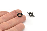 Black Knot Earring, 4 Oxidized Black Brass Knot Stud Earrings (19x8mm) D1309