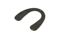 Black Geometric Charm, 4 Oxidized Black Brass U Shaped Pendants With 3 Holes, Charms, Findings (31x35.5x0.60mm) E104 H1247