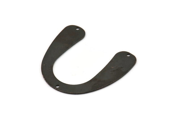 Black Geometric Charm, 4 Oxidized Black Brass U Shaped Pendants With 3 Holes, Charms, Findings (31x35.5x0.60mm) E104 H1247