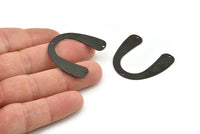 Black Geometric Charm, 4 Oxidized Black Brass U Shaped Pendants With 3 Holes, Charms, Findings (31x35.5x0.60mm) E104 H1247