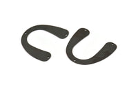 Black Geometric Charm, 4 Oxidized Black Brass U Shaped Pendants With 3 Holes, Charms, Findings (31x35.5x0.60mm) E104 H1247