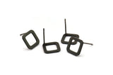 Black Square Earring, 8 Oxidized Black Brass Square Stud Earrings (10x0.80mm) E349