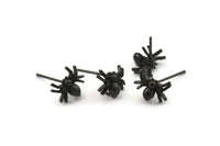 Siyah Örümcek Küpe, 1 Döngülü 6 Oksitlenmiş Siyah Pirinç Örümcek Küpe (9x7 mm) N1227