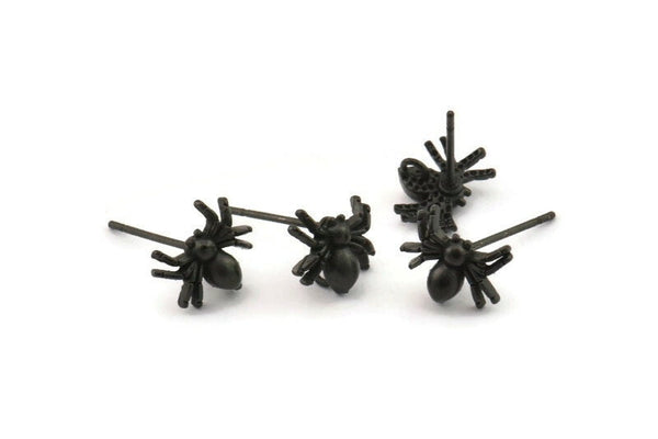 Siyah Örümcek Küpe, 1 Döngülü 6 Oksitlenmiş Siyah Pirinç Örümcek Küpe (9x7 mm) N1227