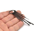Black Fringed Earring, Oxidized Black Brass Hammered Fringed Trim Earring With 1 Loop, Pendants, Findings (82x18mm) E380 H0636