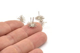 Silver Sun Earring, 12 Antique Silver Plated Brass Sun Shaped Stud Earrings (11x12x0.60mm) A2958
