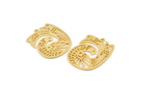 Gold Bird Charm, Gold Plated Brass Bird Charms With 1 Loop, Findings (33x26x1mm) N1476