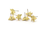 Brass Fly Earring, 8 Raw Brass Fly Stud Earrings, Bug Stud Earrings (11x9mm) N2580
