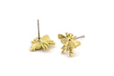 Brass Fly Earring, 8 Raw Brass Fly Stud Earrings, Bug Stud Earrings (11x9mm) N2580