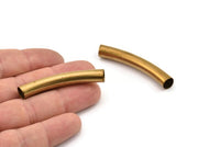 Brass Tube Beads, 8 Raw Brass Curved Tubes, Brass Noodle Tubes (8x50mm) BS 1679