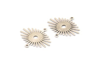 Gümüş Güneş Charm, 2 Döngülü 12 Antik Gümüş Kaplama Güneş Bağlantı Parçası (24x20x0,60 mm) D1573 Q0674