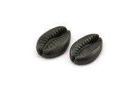 Black Shell Finding, 2 Oxidized Black Brass Cowrie Shell Findings, Pendants, Charms, Earrings, Beads 16-23MM  E276
