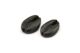 Black Shell Finding, 2 Oxidized Black Brass Cowrie Shell Findings, Pendants, Charms, Earrings, Beads 16-23MM  E276