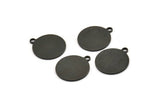 Black Round Charm, 6 Oxidized Black Brass Cabochon Tags With 1 Loop, Stamping Tags (18.5x16x1mm) E125