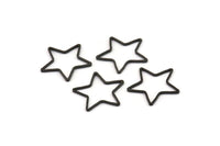 Black Star Charm, 24 Oxidized Black Brass Open Star Charms (21x0.8mm) BS 1077