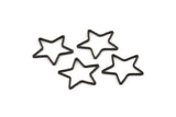 Black Star Charm, 24 Oxidized Black Brass Open Star Charms (21x0.8mm) BS 1077