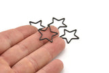 Black Star Charm, 24 Oxidized Black Brass Open Star Charms (21x0.8mm) BS 1077