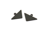 Black Triangle Charm, 12 Oxidized Black Brass Triangle Blanks With 1 Loop, Charms (11x16.5x0.8mm) E090