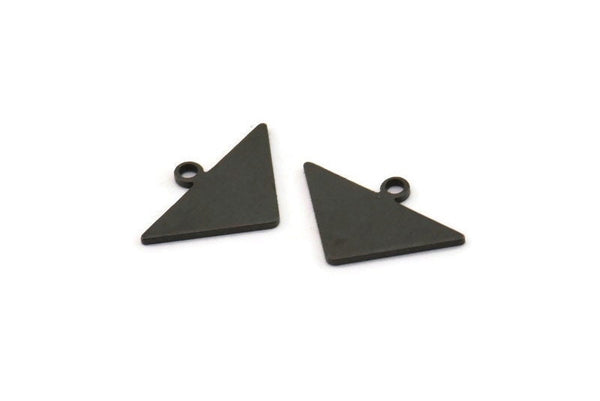 Black Triangle Charm, 12 Oxidized Black Brass Triangle Blanks With 1 Loop, Charms (11x16.5x0.8mm) E090