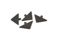 Black Triangle Charm, 12 Oxidized Black Brass Triangle Blanks With 1 Loop, Charms (11x16.5x0.8mm) E090