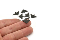 Black Triangle Charm, 12 Oxidized Black Brass Triangle Blanks With 1 Loop, Charms (11x16.5x0.8mm) E090