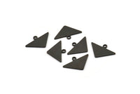 Black Triangle Charm, 12 Oxidized Black Brass Triangle Blanks With 1 Loop, Charms (11x16.5x0.8mm) E090
